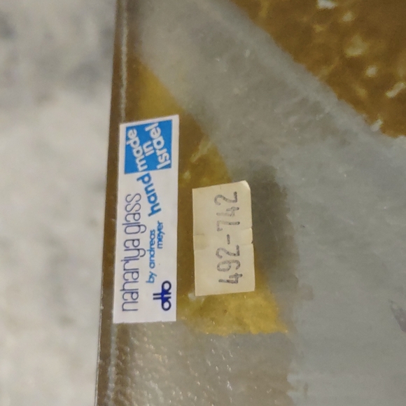 Handmade in Israel Naharlya Glass Tray Andreas Meyer Gold White Painted Art - Picture 2 of 8